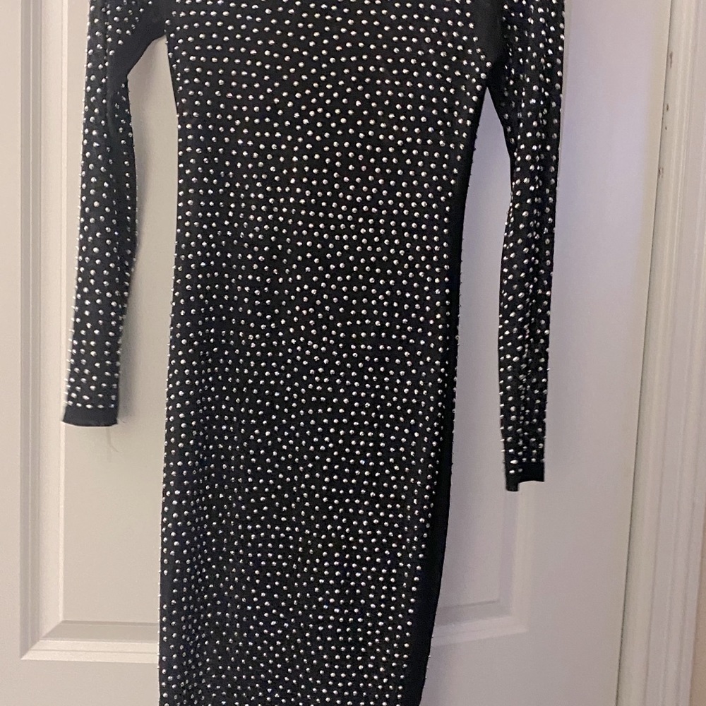 Sheer studded black dress